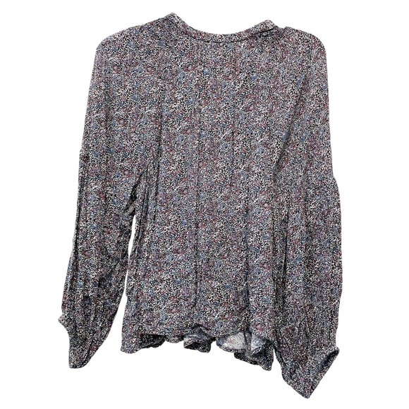 Universal Thread Women's Floral Blue Burgundy Button Front Blouse Size L - Picture 5 of 6